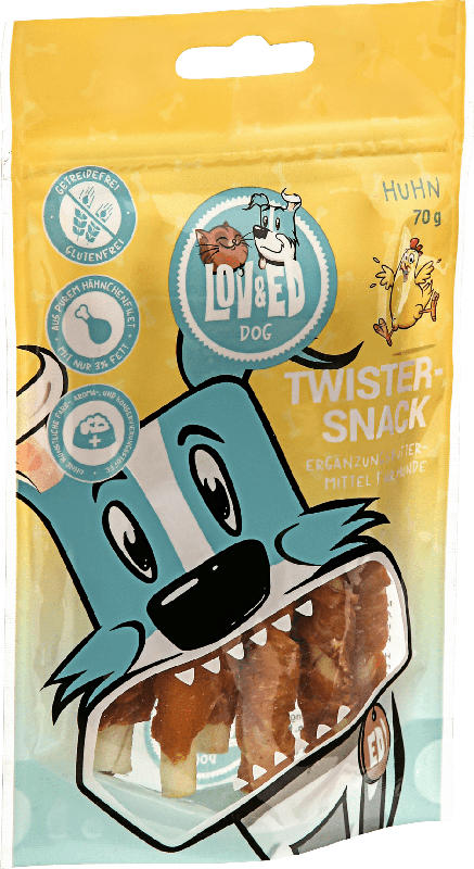 LOV&ED Snack für Hunde, Twister, Huhn, 7St.