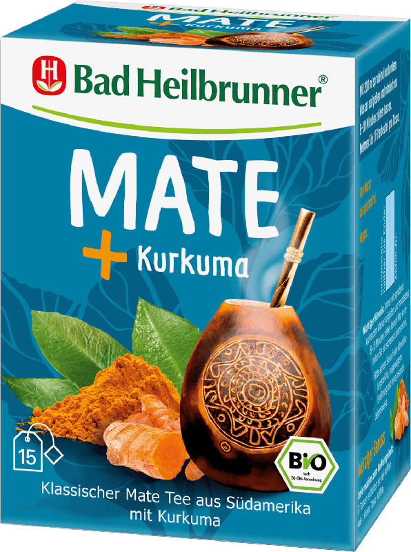 Bad Heilbrunner Kräuter-Tee, Mate Tee mit Kurkuma (15 x 2 g)