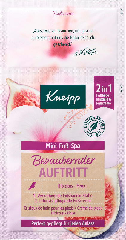 Kneipp Fuß-Bad & Fuß-Creme Set, Mini-Fuß-Spa (2in1) bezaubernder Auftritt mit Hibiskus & Feige