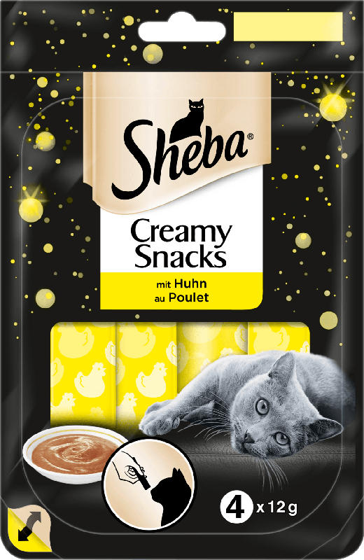 Sheba Snack für Katzen, Creamy Snacks mit Huhn, 4x12g