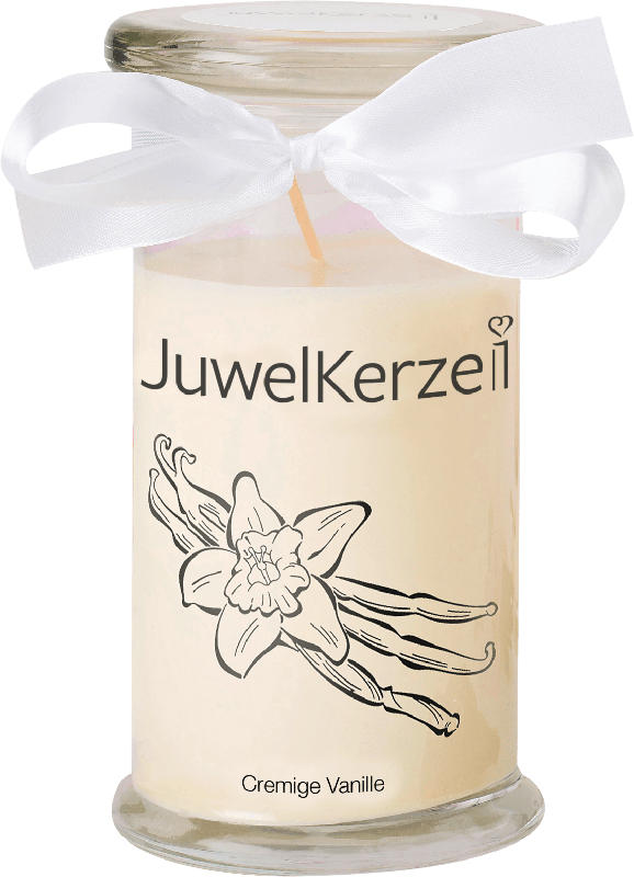 Juwelkerzen Duftkerze mit Glas Cremige Vanille