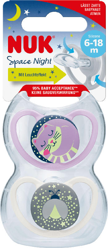 Nuk Schnuller Space Night Silikon Gr.2, 6-18 Monate