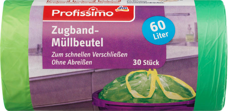 Profissimo Müllbeutel mit Zugband 60 l