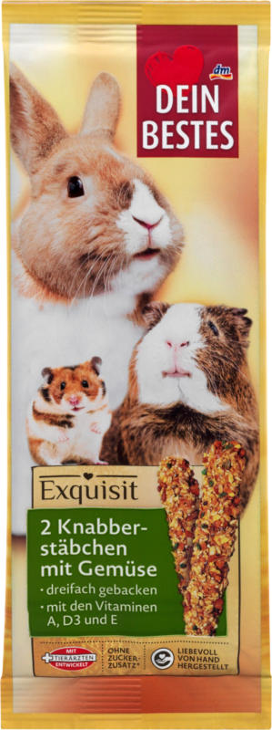 Dein Bestes Exquisit, Snack für Nager, Knabberstäbchen mit Gemüse, 2 St.