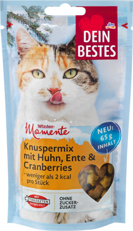Dein Bestes Wintermomente, Snack für Katzen, Knusper-Mix mit Huhn und Cranberries