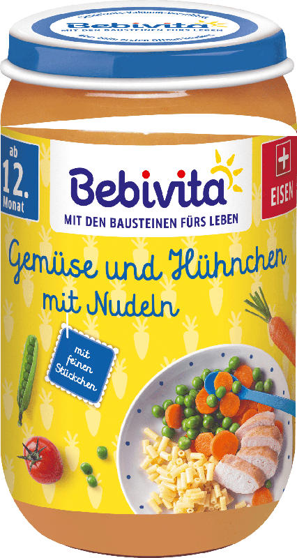 Bebivita Menü Gemüse und Hühnchen mit Nudeln ab 12. Monat