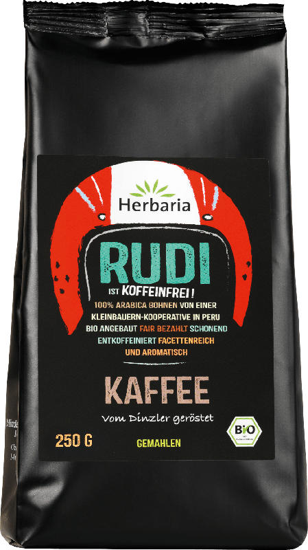 Herbaria Kaffee, entkoffeiniert, gemahlen, Rudi