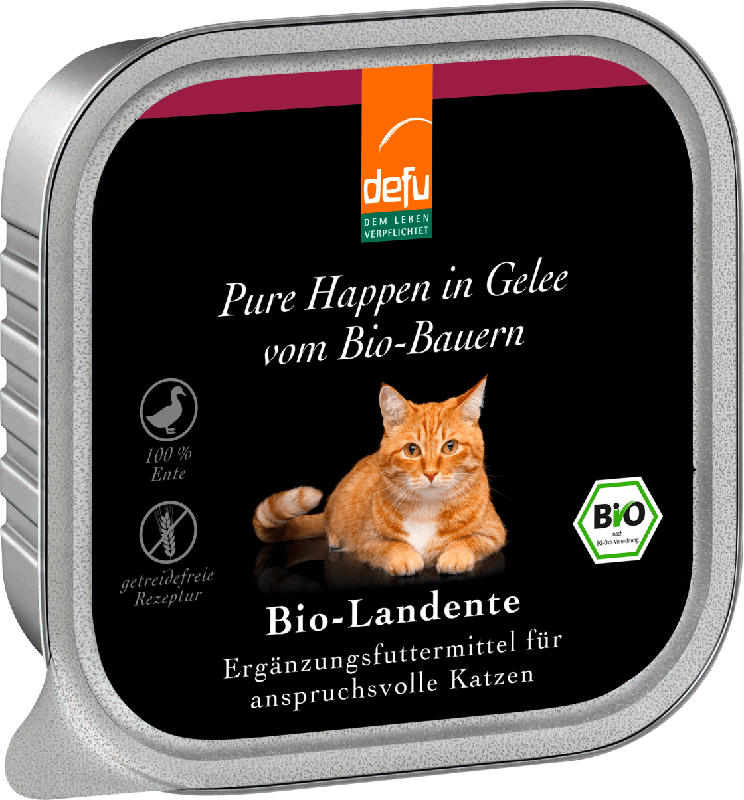 Defu Nassfutter für Katzen, Bio Landente, Adult, Pure Happen in Gelee