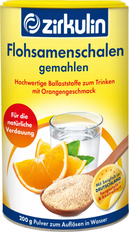 Zirkulin Flohsamenschalen gemahlen mit Orange