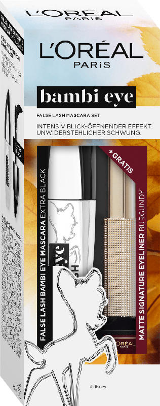 L'ORÉAL PARIS Geschenk-Set False Lash Bambi Mascara Extra Black + Gratis Eyeliner Matte Signature 05 Burgundy