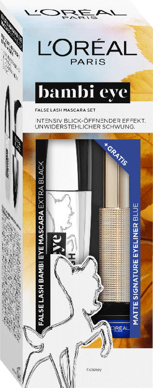 L'ORÉAL PARIS Geschenk-Set False Lash Bambi Mascara Extra Black + Gratis Eyeliner Matte Signature 02 Blue