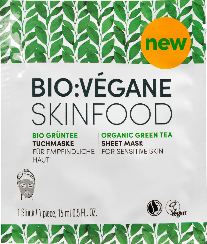 BIO VÉGANE Tuchmaske Skinfood Grüntee