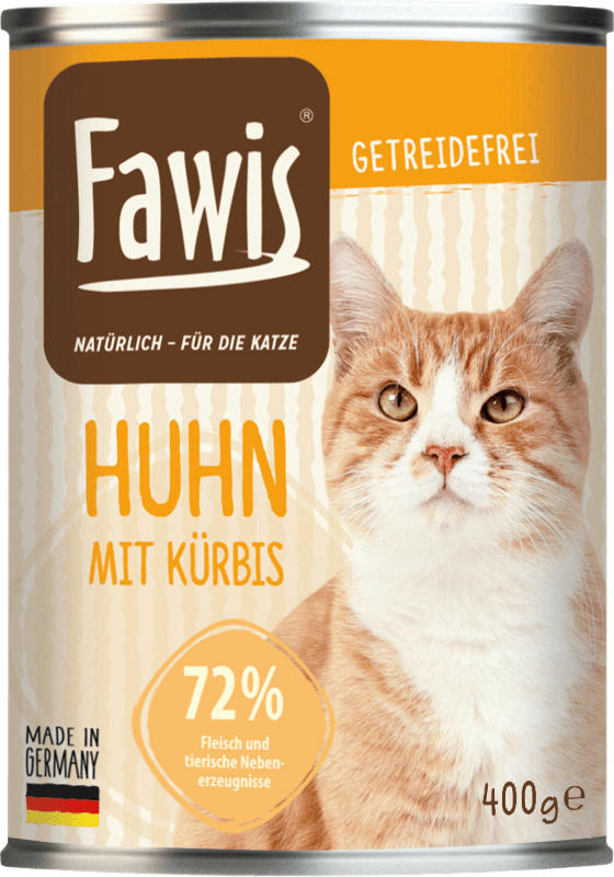 Fawis Nassfutter für Katzen, Adult, Huhn mit Kürbis