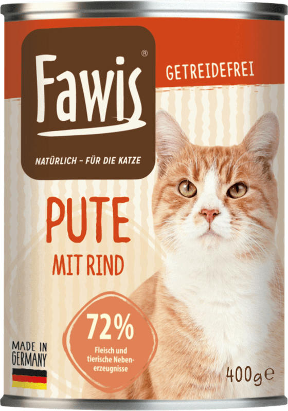 Fawis Nassfutter für Katzen, Adult, Pute mit Rind & Schwein
