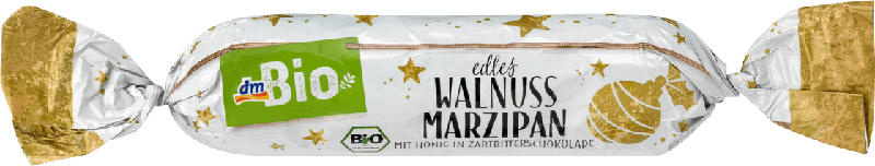 dmBio Adventsgebäck, Honig-Marzipan-Brot mit Walnüssen in Zartbitterschokolade