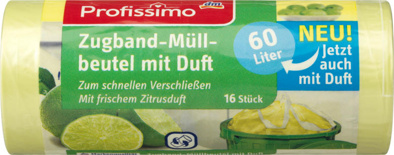 Profissimo Müllbeutel Duft mit Zugband 60l