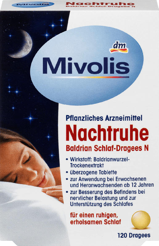 Mivolis Nachtruhe Baldrian Schlaf-Dragees N
