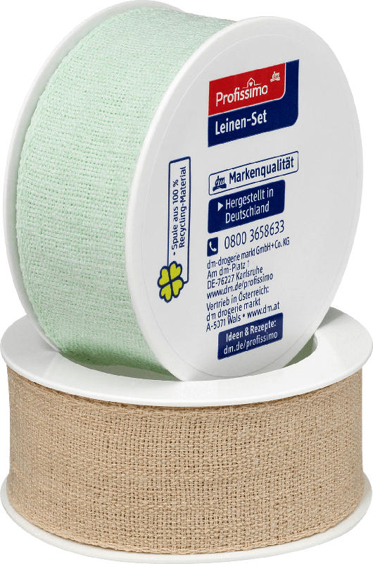 Profissimo Geschenkband-Set Leinen mint/natur