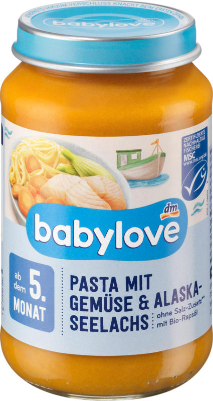 babylove Menü Pasta mit Gemüse, & Alaska Seelachs ab 5. Monat