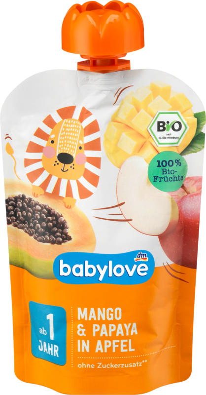 babylove Quetschie Mango & Papaya in Apfel ab 1 Jahr