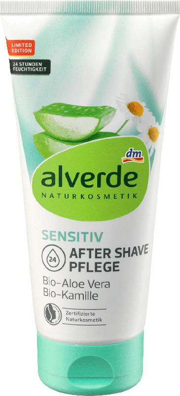 alverde NATURKOSMETIK Sensitiv After Shave Pflege Bio-Aloe Vera, Bio-Kamille