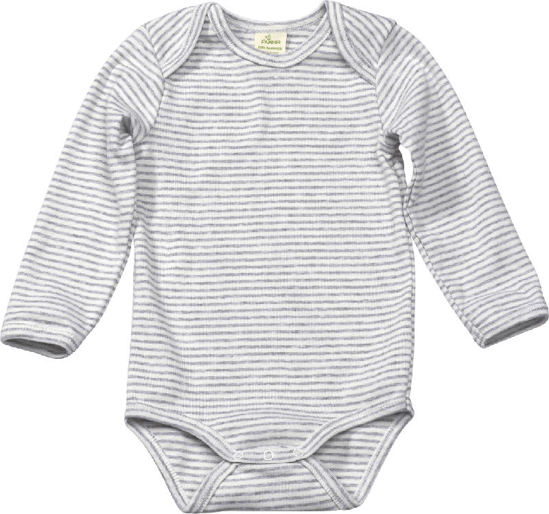 ALANA Baby Body, Gr. 86/92, in Bio-Baumwolle, weiß, grau
