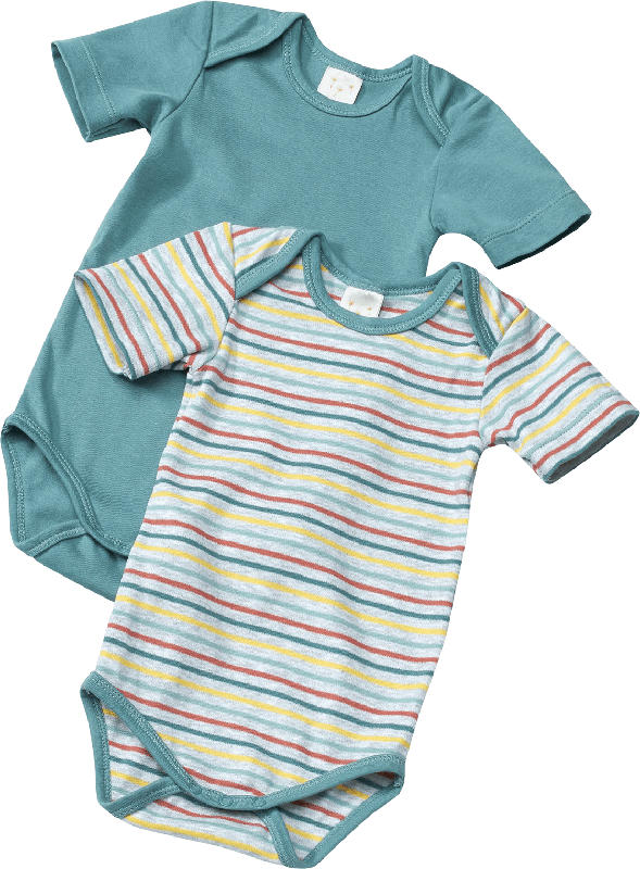 PUSBLU Doppelpack Baby Body, Gr. 86/92, in Bio-Baumwolle, grau, blau