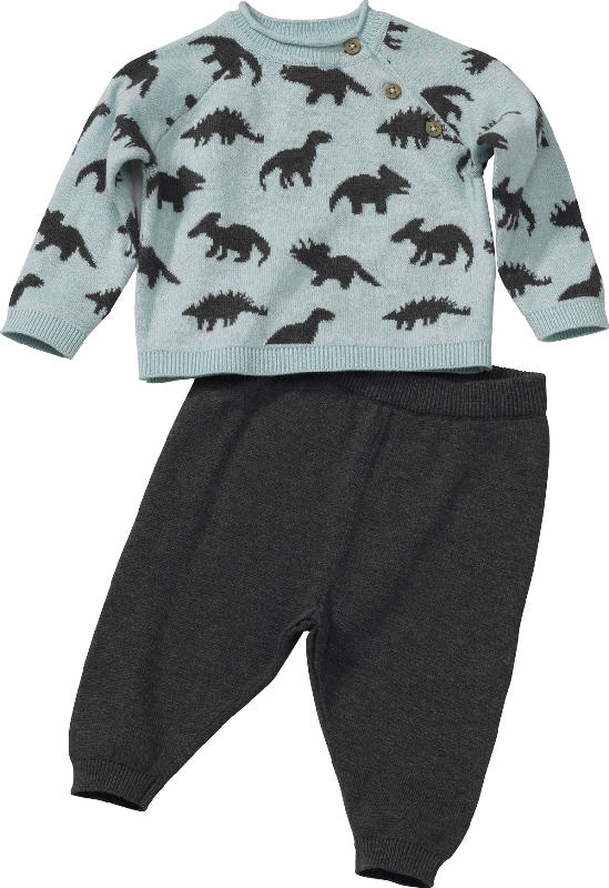 PUSBLU Set aus Kinder Pullover und Hose, Gr. 68, in Baumwolle, mint, grau