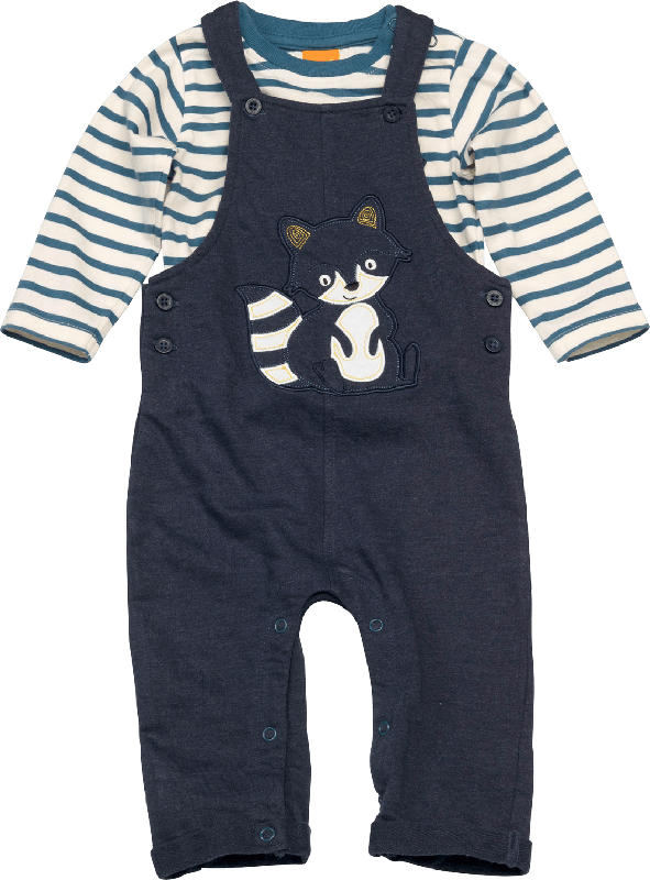 PUSBLU Set aus Kinder Latzhose und Shirt, Gr. 62, in Baumwolle und Polyester, blau