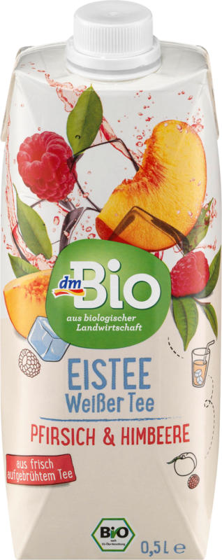 dmBio Eistee, weißer Tee mit Pfirsich & Himbeere