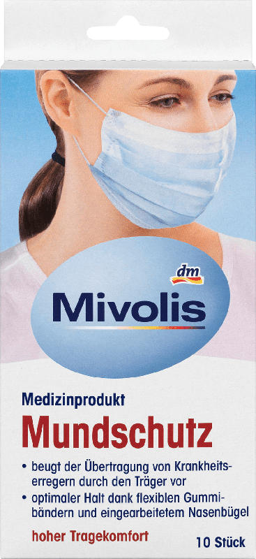 Mivolis Medizinische Mundschutzmaske für Erwachsene, Einweg