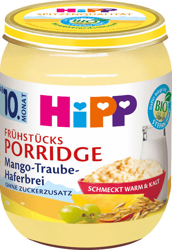 Hipp Frühstücks-Porridge Mango-Traube-Haferbrei ab 10. Monat