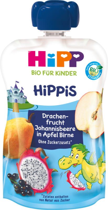 Hipp Quetschbeutel Drachenfrucht-Johannisbeere in Apfel-Birne ab 1 Jahr