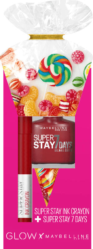 Maybelline New York Glow Set Lippenstift Super Stay Ink Crayon 50 + Nagellack Forever Strong 06