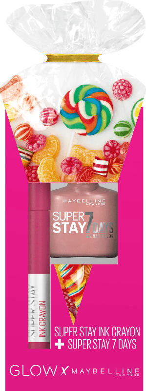 Maybelline New York Glow Set Lippenstift Super Stay Ink Crayon 30 + Nagellack Forever Strong 78