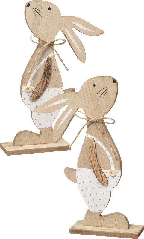 Ostern Holzaufsteller Hase natur-weiß-gold