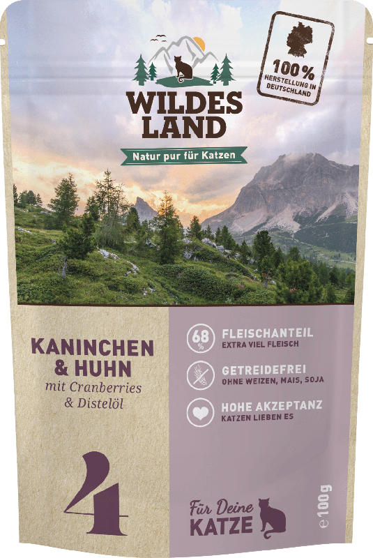 Wildes Land Nassfutter für Katzen mit Kaninchen & Huhn, Nr. 4