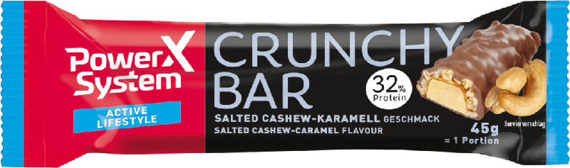 PowerSystem Protein-Riegel, Crunchy Bar, Salted Cashew-Karamell