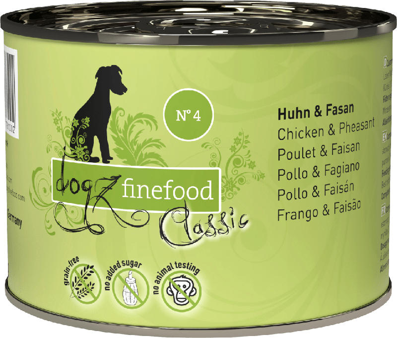 dogz finefood Nassfutter für Hunde, Adult, No.4 Huhn & Fasan