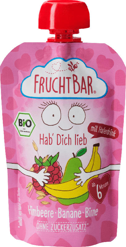 FruchtBar Quetschie Himbeere,Banane,Birne Hafermilch ab 6 Monaten