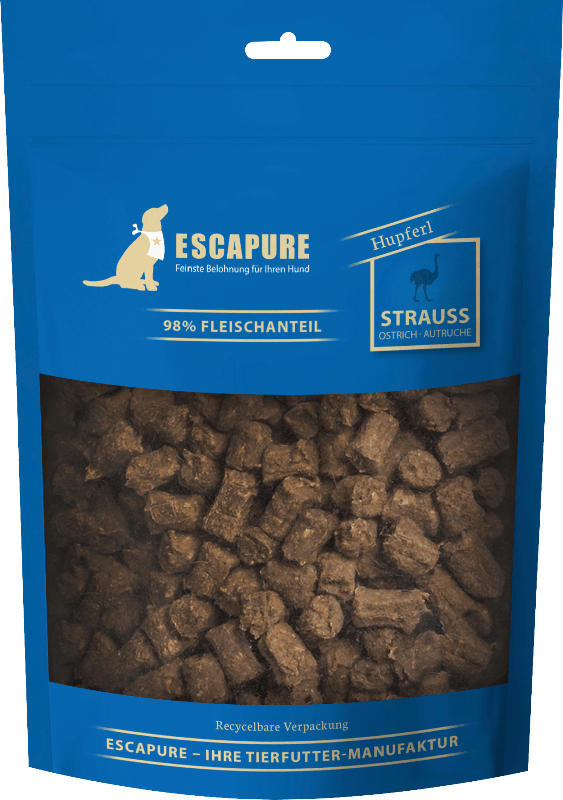 Escapure Snack für Hunde, Adult, Straussen Hupferl
