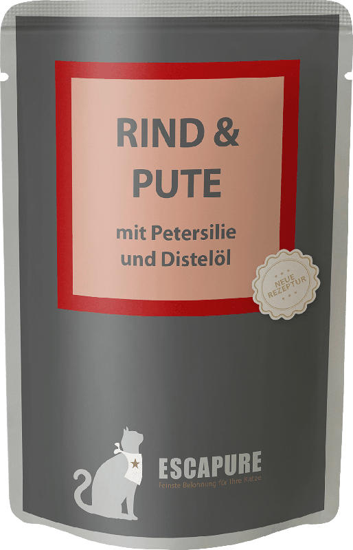 Escapure Nassfutter für Katzen, Adult, Rind & Pute mit Petersilie