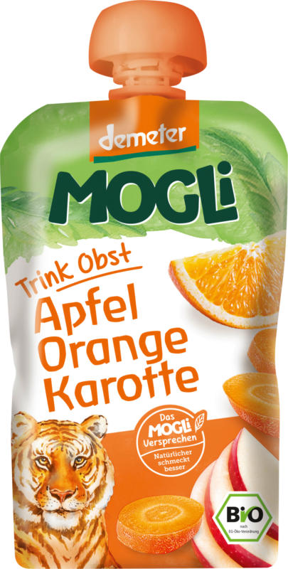 MOGLi Quetschbeutel Trink-Obst Apfel, Orange + Karotte ab 1 Jahr