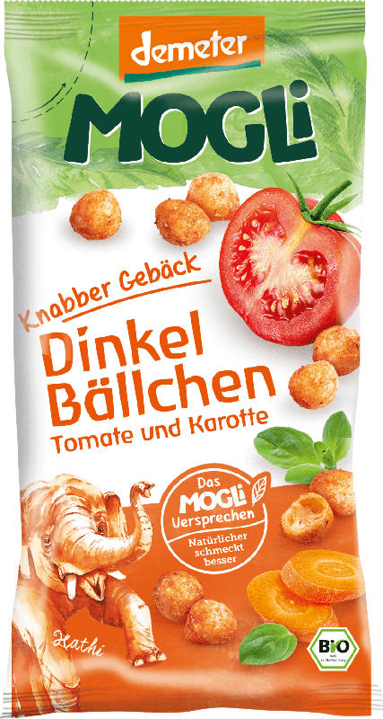 MOGLi Snack Knabber Gebäck Dinkel Bällchen Tomate und Karotte
