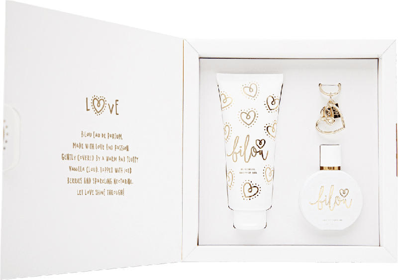bilou Geschenkset Gold Love Eau de Parfum 50ml + Duschgel 200ml + Keychain