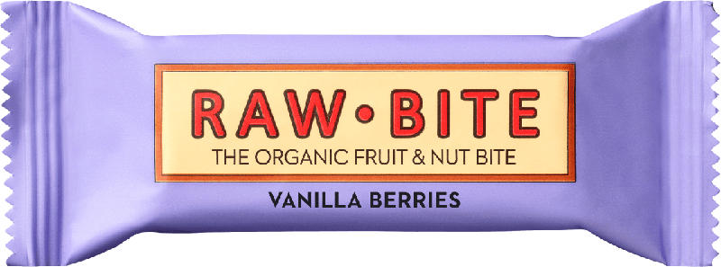 raw bite Rohkost-Riegel vanilla berries, mit Beeren & Vanille