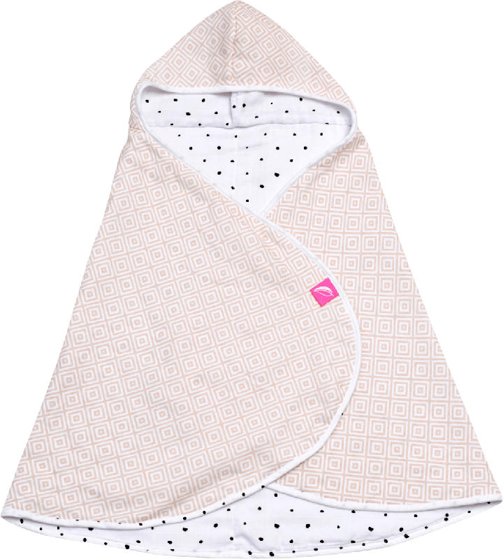 Motherhood Babybadetuch aus Baumwoll-Musselin 65x130cm, Quadrate apricot