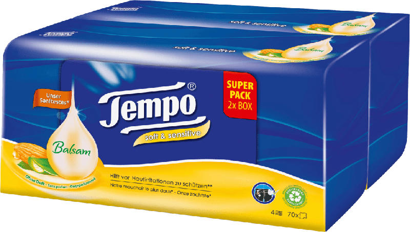 Tempo Taschentücher Box Soft&Sensitive Duo Box (2 x 70 St)