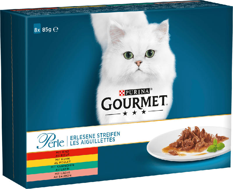 GOURMET Nassfutter für Katzen, Perle, 8x85g