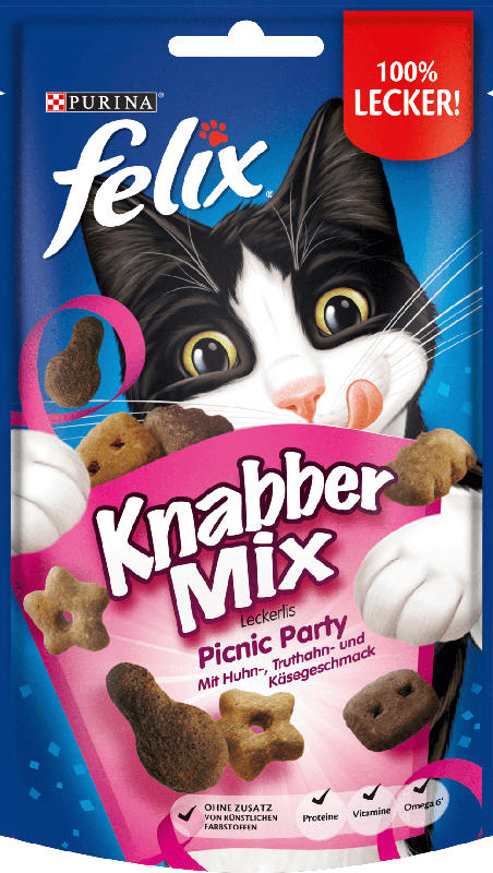 Felix Snack für Katzen, KnabberMix, Picnic Party